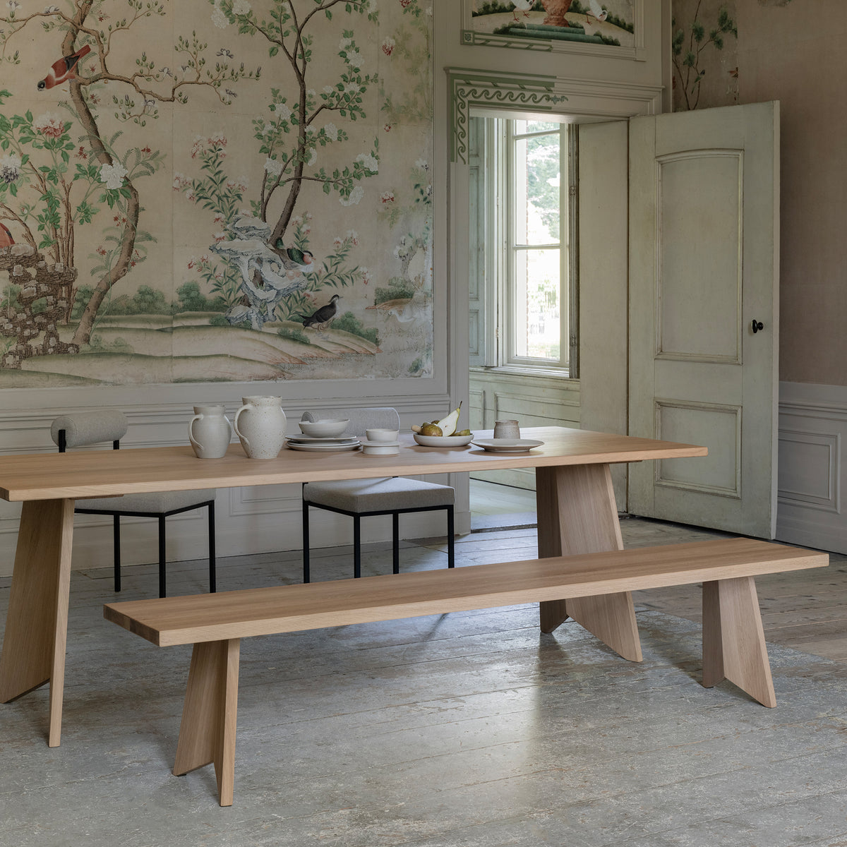 Butterfly Wood Dining Bench Smoked Oak Stain 180cm