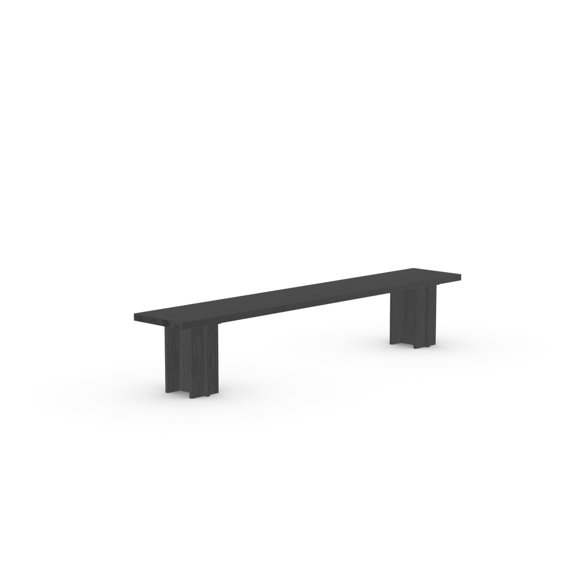 Column dining bench Oak black stain 180cm tapered
