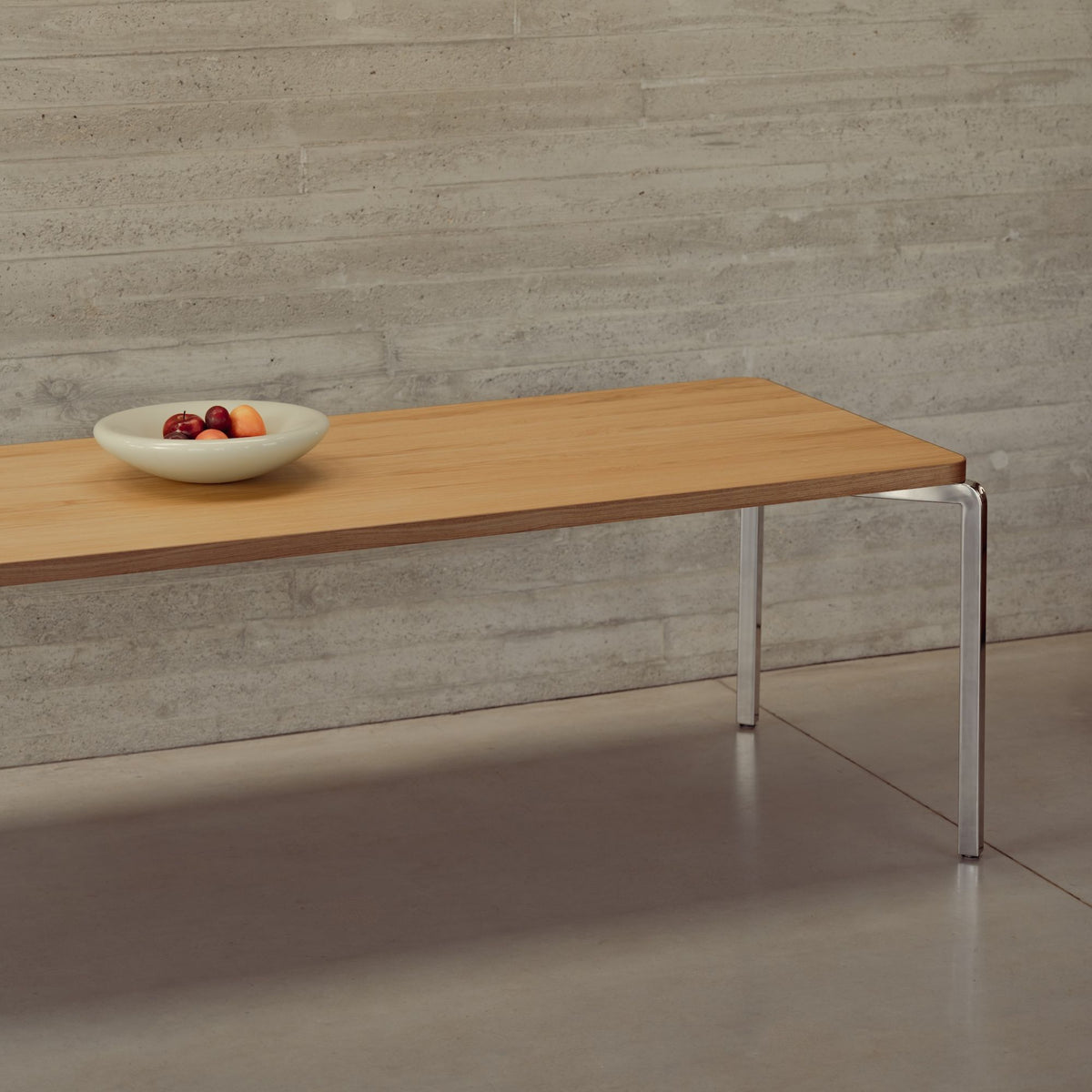 Arc tafel chroom, eiken naturel light rechthoekig