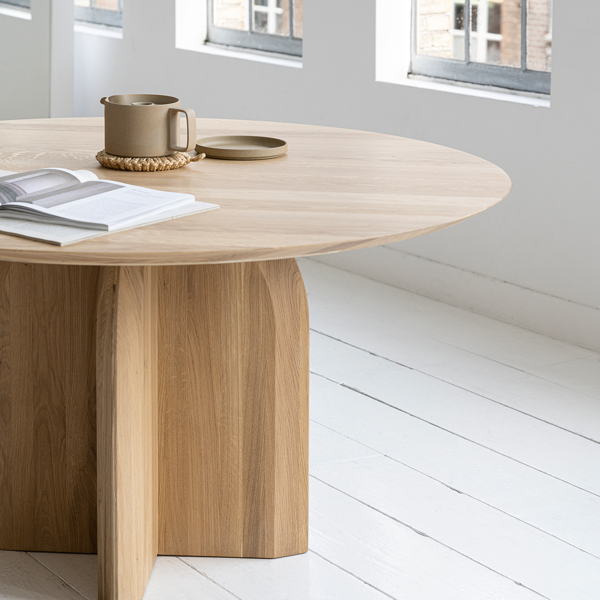 Slot tafel eiken naturel light, rond