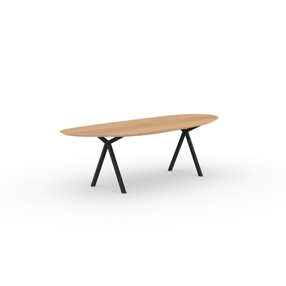 Slim X table black, natural oak lacquer Blob