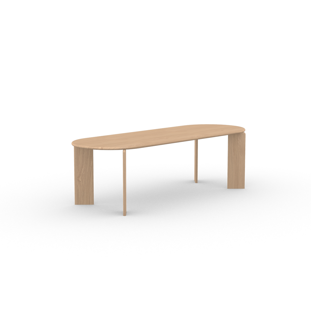 Soft dining table oak natural light, flat oval
