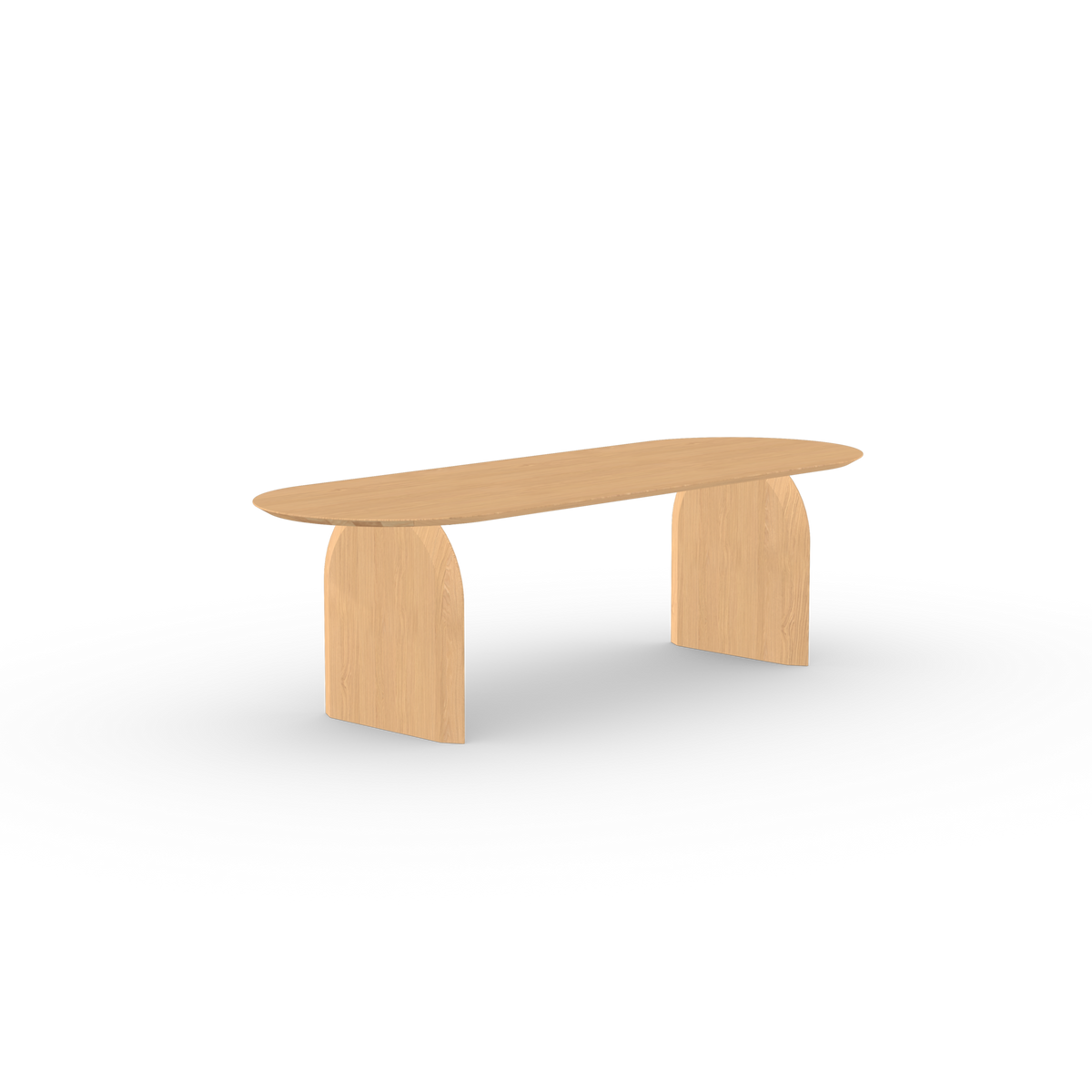 Slot dining table oak natural lacquer, flat oval