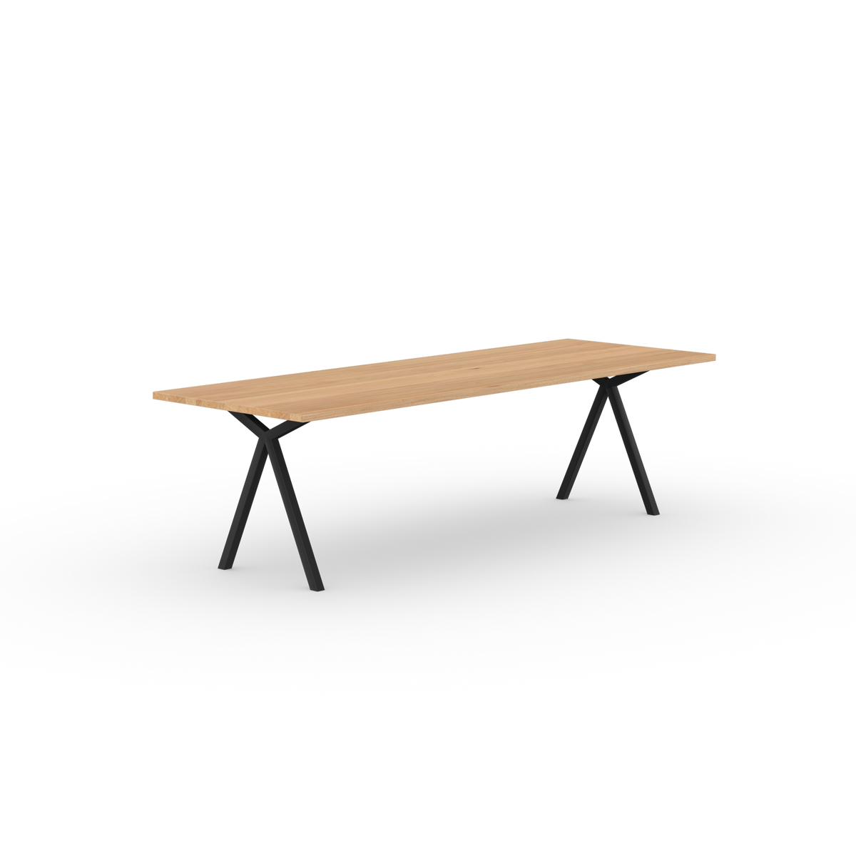Slim X table black, natural oak lacquer rectangular